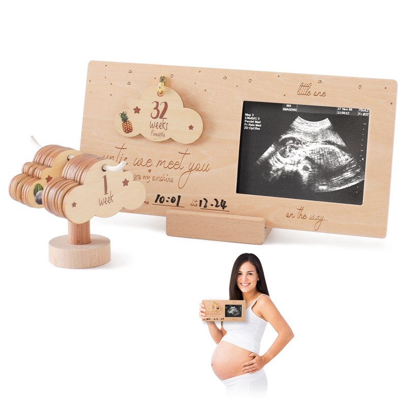 Engraved Wood Frame - Sonogram 액자 아기 초음파 사진, 흐릿한