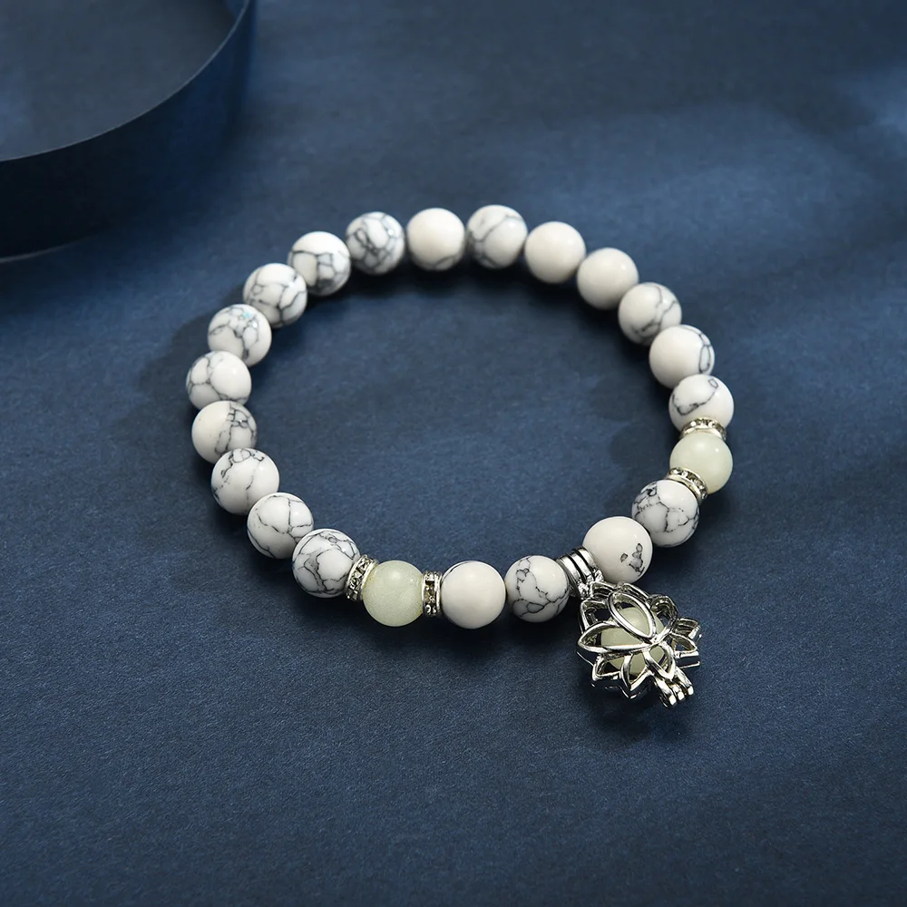 천연 스톤 팔찌 요가 치유 야광 팔찌, 연꽃 매력 구슬 - Coordinates Bracelet 리뷰 및 가격