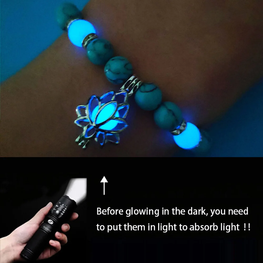 천연 스톤 팔찌 요가 치유 야광 팔찌, 연꽃 매력 구슬 - Coordinates Bracelet 리뷰 및 가격