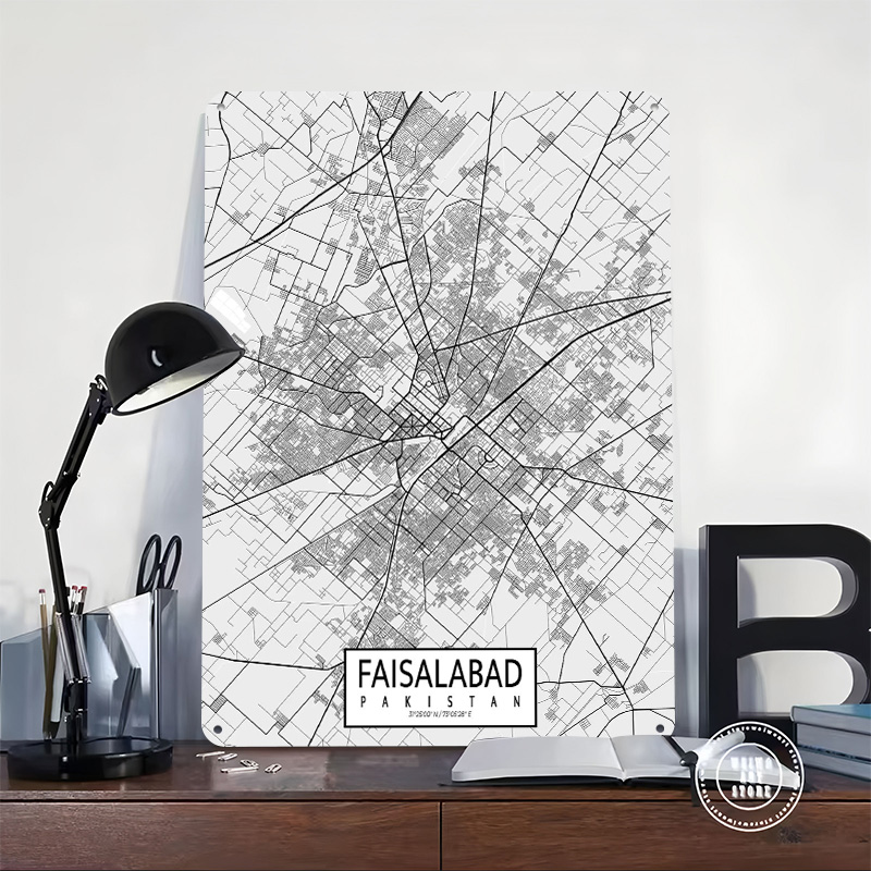 파이살라바드 도시 지도 파키스탄 라이트 틴플레이트 포스 - Custom Map Poster 리뷰 및 가격