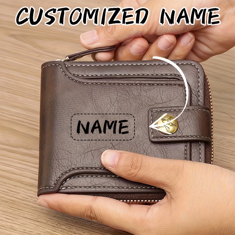 맞춤형 이름 남성용 PU 지갑, 컴팩트한 금속 질감 지 - Personalized Name Box 리뷰 및 가격