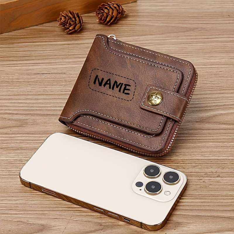 맞춤형 이름 남성용 PU 지갑, 컴팩트한 금속 질감 지 - Personalized Name Box 리뷰 및 가격