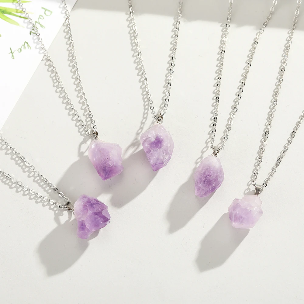 천연 우루과이 자수정 거친 돌 펜던트, 에너지 힐링 원 - Birth Flower Necklace 리뷰 및 가격