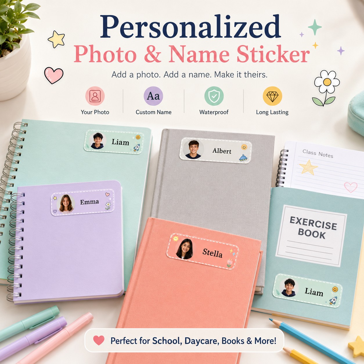 맞춤형 사진 이름 클래스 스티커, 개인 맞춤 학생 라벨 - Custom Photo Book 리뷰 및 가격